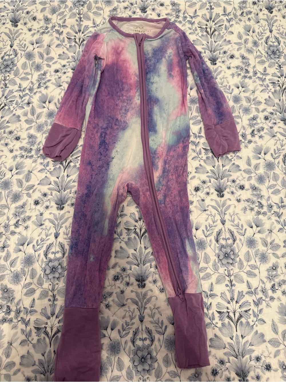 Little Sleepies Purple Galaxy Tie-Dye One-Piece Footed Pajamas